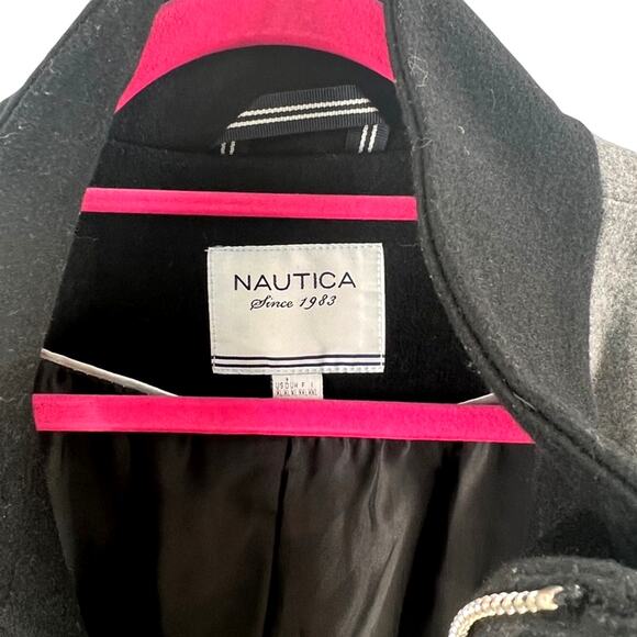 Nautica Women’s Color Block Black & Gray Wool Blend Longline Coat size 12 - Picture 8 of 8